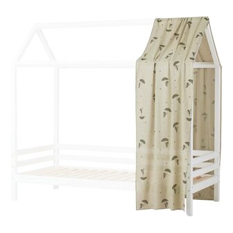 Hoppekids Eco dream huis bed 90x200 grenen met 2 gordijnen groen