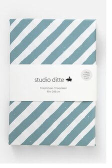 studio ditte hoeslaken streep blauw