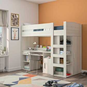 Verbeteren Vergelijking kleurstof Montana hoogslaper met bureau en kast 90x200 white wash eiken look - Kinderbeddenstore Verbeteren Vergelijking kleurstof Montana hoogslaper met bureau en kast 90x200 white wash eiken look - Kinderbeddenstore