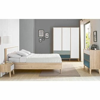 Larvik twijfelaar bed 120x200  licht eiken look