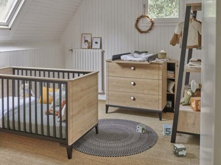 Marcel 2 deilge babykamer set  eiken zwart