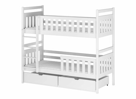Martano stapelbed met opberglade massief grenen 90x200 wit