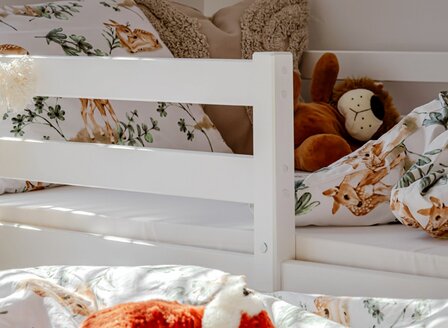 Salanto 3 in 1 bedbank slapen logeren en opbergen 90x200 massief grenen wit