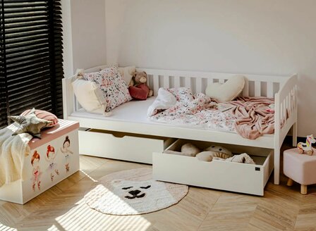 Galanto bedbank massief grenen met opberglade 90x200 wit