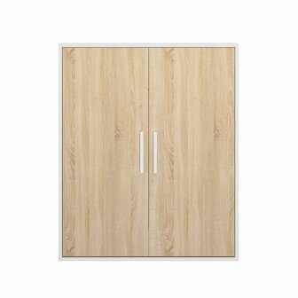 Schuine wandkast 2 deurs eiken hout / wit look