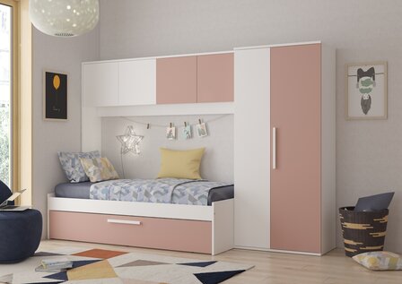 Trasman Pesaro bed wandmeubel wit roze
