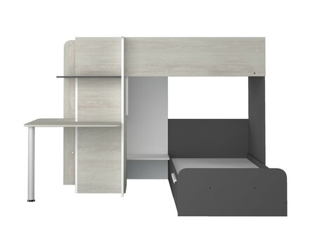 Trasman Osimo hoekstapelbed  90x190 met kast en bureau essen - antra