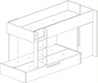 Trasman Adrano stapelbed met bedlade 90x200 wit 