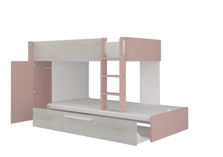 Trasman Adrano stapelbed met bedlade 90x200 roze 