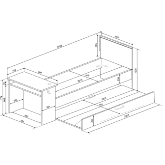 Trasman Gangi game bed 90x200 met bedlade bureau en led antra 