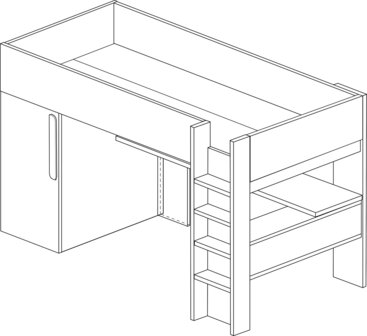 Trasman Mistretta hoogslaper met bureau en kast eiken - Blauw