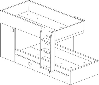 Trasman Mineo stapelbed met bedlade 90x190 wit 