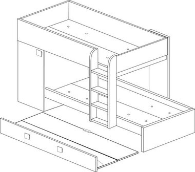 Trasman Mineo stapelbed met bedlade 90x190 wit 