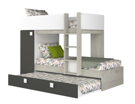 Trasman Mineo stapelbed met bedlade 90x190 antra