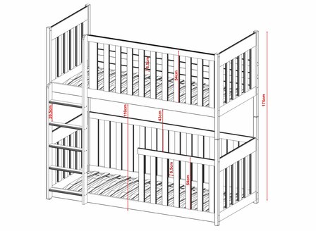 maten conversano bed  optie met 1/2 uitval