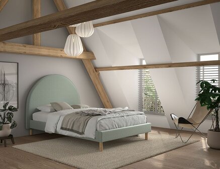 Moon groen gestoffeerd bed 140x200 