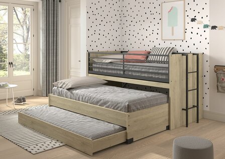 Sam 86 stapelbed met bureau eiken