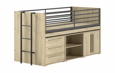 Sam halfhoogslaper met bureau en 3 kastjes 90x200 eiken 