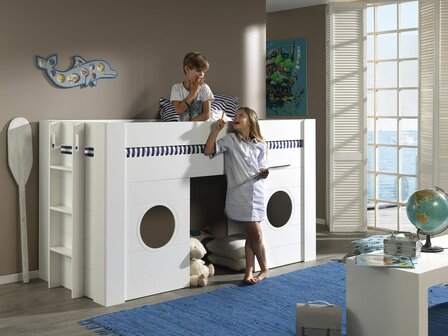 Freya halfhoogslaper met hutwanden 90x200 wit