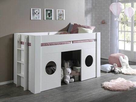 Freya halfhoogslaper met hutwanden 90x200 wit