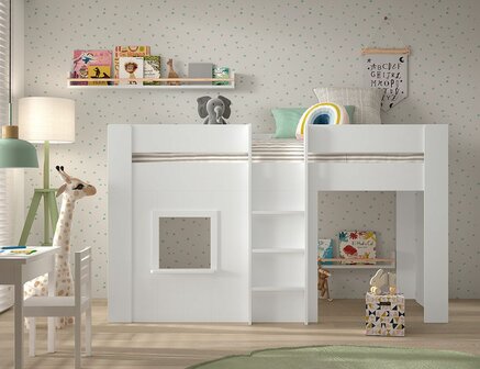 Reno halfhoogslaper mdf wit 90x200