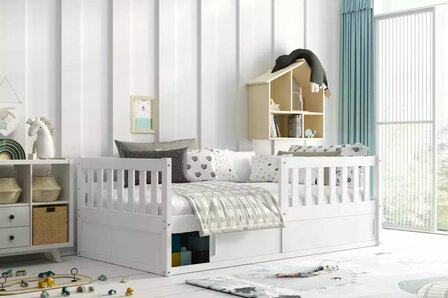 Strudano peuterbed 80x160 met schuifdeur wit