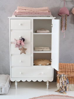 Babushka commode 5 laden 1 deur hoog wit