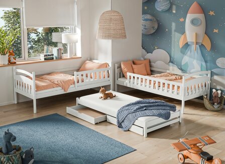 Bari stapelbed met logeerlade massief grenen 90x200 wit