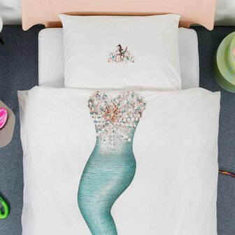 Snurk dekbedovertrek Mermaid wit 1 persoons 140x200/220