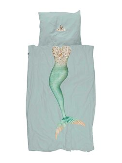 Snurk mermaid aqua overtrek 140x200