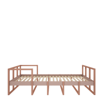 bed roze massief hout en mdf, bodem inclusief