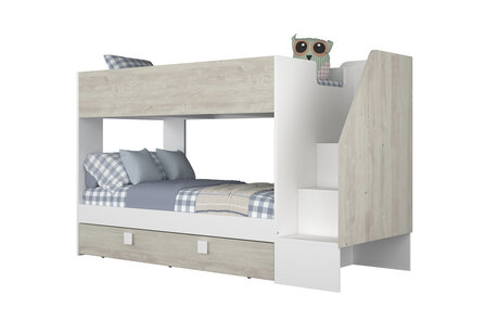 Trasman Easy 90x200 3 persoons stapelbed met zij trap wit -cascina