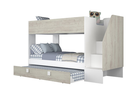 Trasman Easy 90x190 3 persoons stapelbed met zij trap wit -cascina