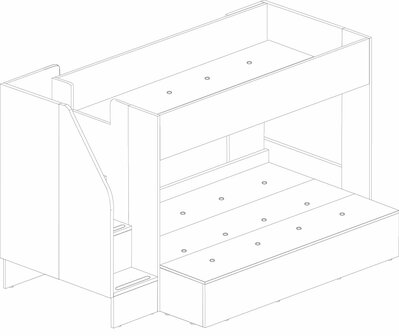 Trasman Easy 90x190/140x190 family stapelbed met zij trap wit -eiken