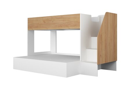 Trasman Easy 90x200/140x200 family stapelbed met zij trap wit -eiken