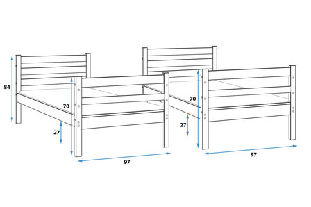 Erchie stapelbed 90x190 massief grenen naturel *gratis 2 matrassen