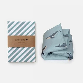 Studio Ditte hoeslaken strepen blauw 70x150