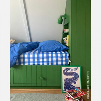 Studio Ditte hoeslaken ruit kobaltblauw 90x200