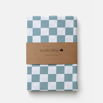 studio ditte hoeslaken blokjes steenblauw 90x200
