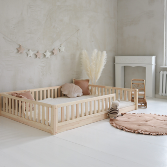 Basic duo bed 140x200 onbehandeld hout