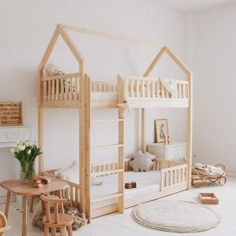Bianco huis stapelbed 90x200 onbehandeld hout