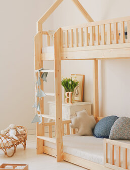 Bianco Montessori huis stapelbed 90x200 onbehandeld hout