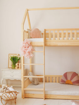 Bianco Montessori huis stapelbed 90x200 onbehandeld hout