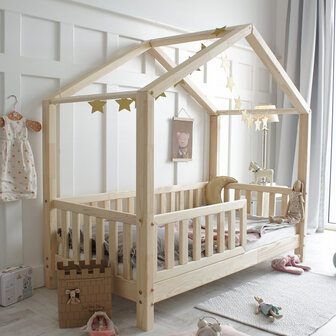 basic love huis bed 90x190 onbehandeld hout