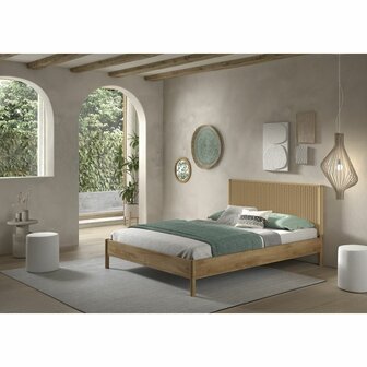Olive bed rope 160x200 eiken met geven touw