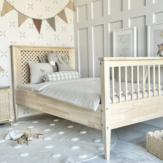 Boho grid classic bed 90x200 onbehandeld hout