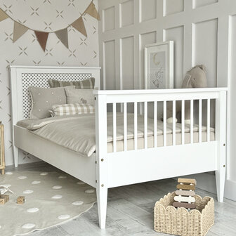Boho grid classic bed 90x200 wit