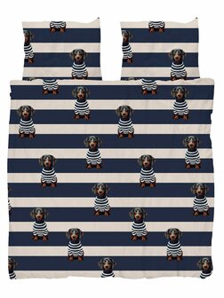 Snurk Pierre overtrek 240x200 blauw wit hondje