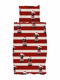 Snurk Pierre Xmas overtrek 140x200 rood wit hondje