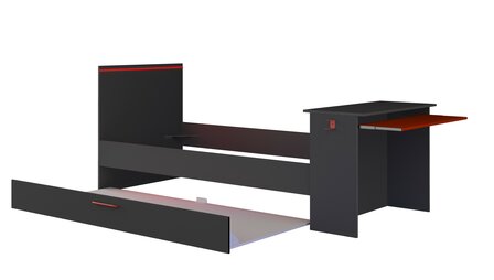 Trasman Gangi game bed 90x200 met bedlade bureau en led antra 